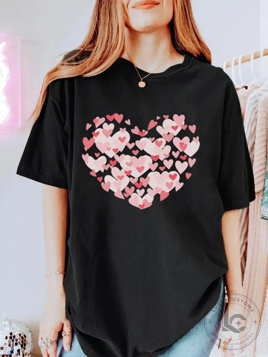 Vintage Heart Oversized Graphic T-Shirt for Women, Valentine's Day Gift Idea