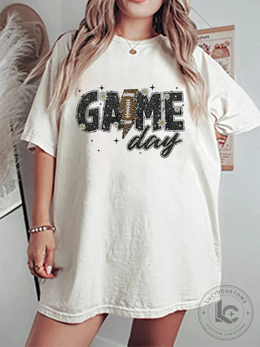 Game Day Glitter Football Daisy Graphic Oversized T-Shirt 1 Game Day Glitter Football Daisy Graphic Oversized T-Shirt