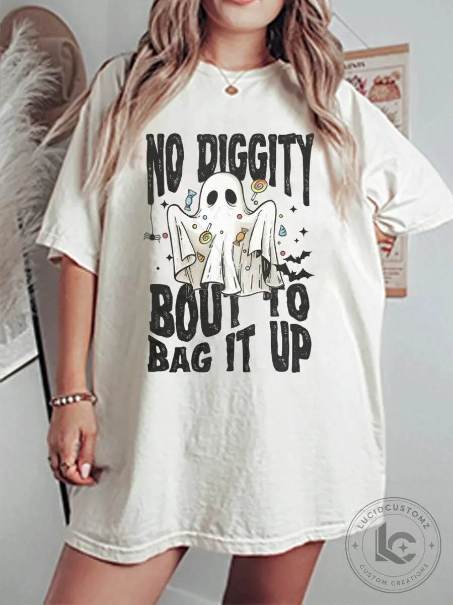 No Diggity Bout To Bag It Up Ghost Halloween Graphic T-Shirt